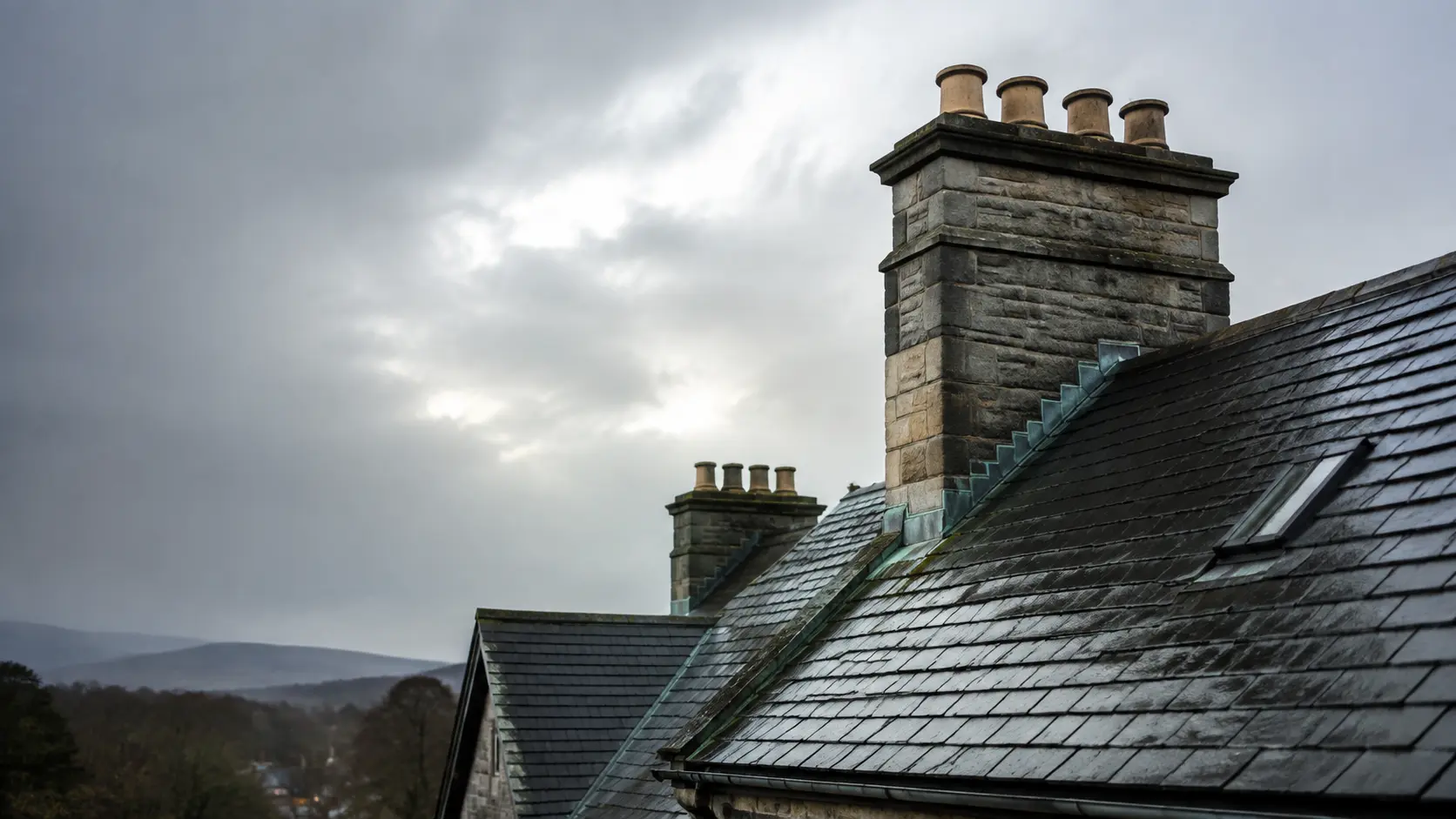 Natural slate roofing on a Scottish home